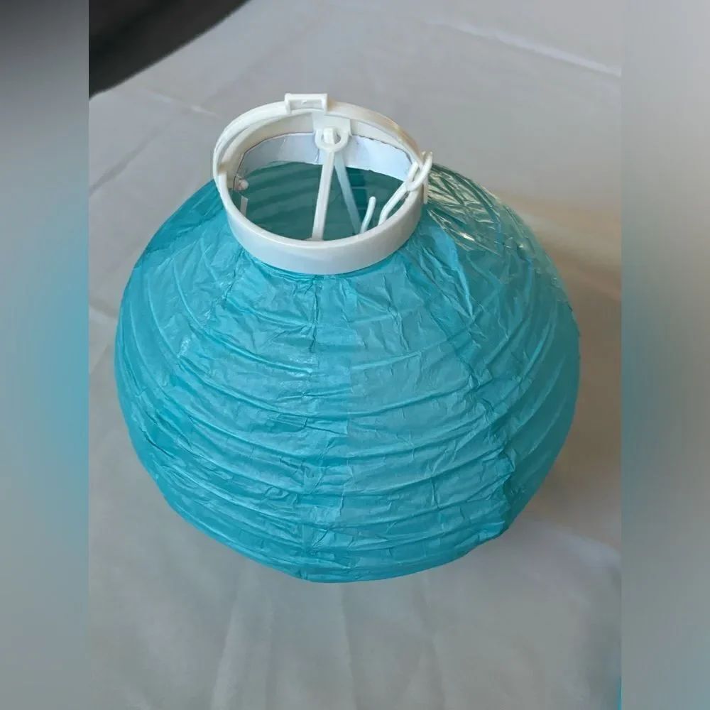 8” Blue Light Up Paper Lanterns Set of 2